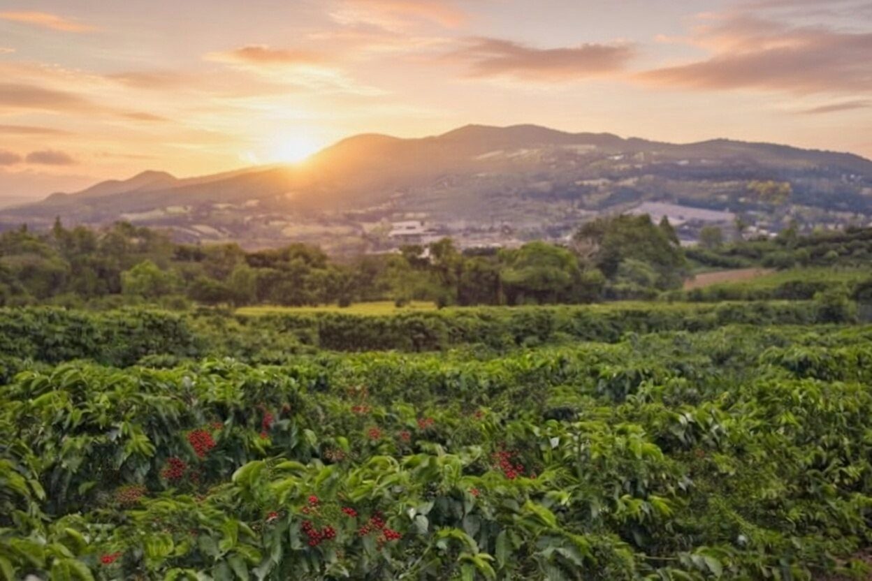 Lush green coffee plantation